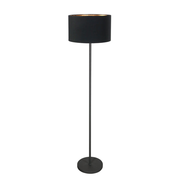 Noor 4436ZW floor lamp – black frame with black linen lampshade