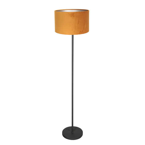 Noor 4442ZW Floor Lamp – matte black with gold velvet lampshade