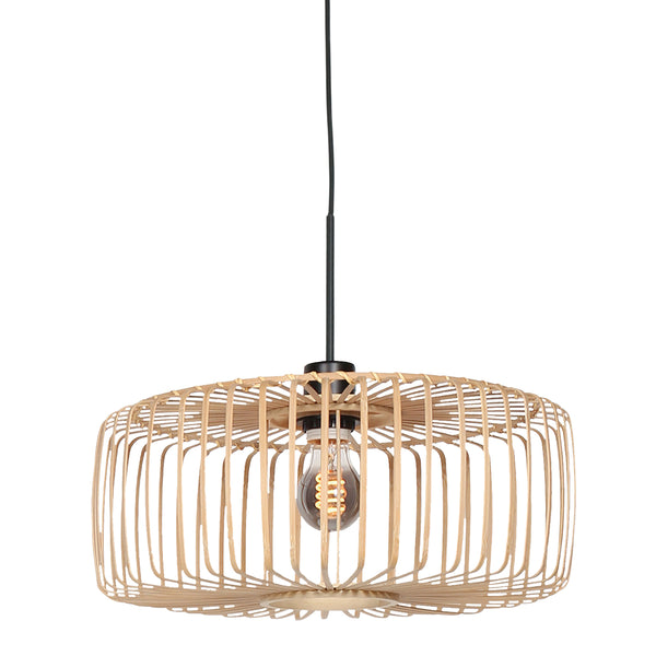 Sparkled Light 4474ZW Pendant Lamp – black with bamboo lampshade Ø40 cm