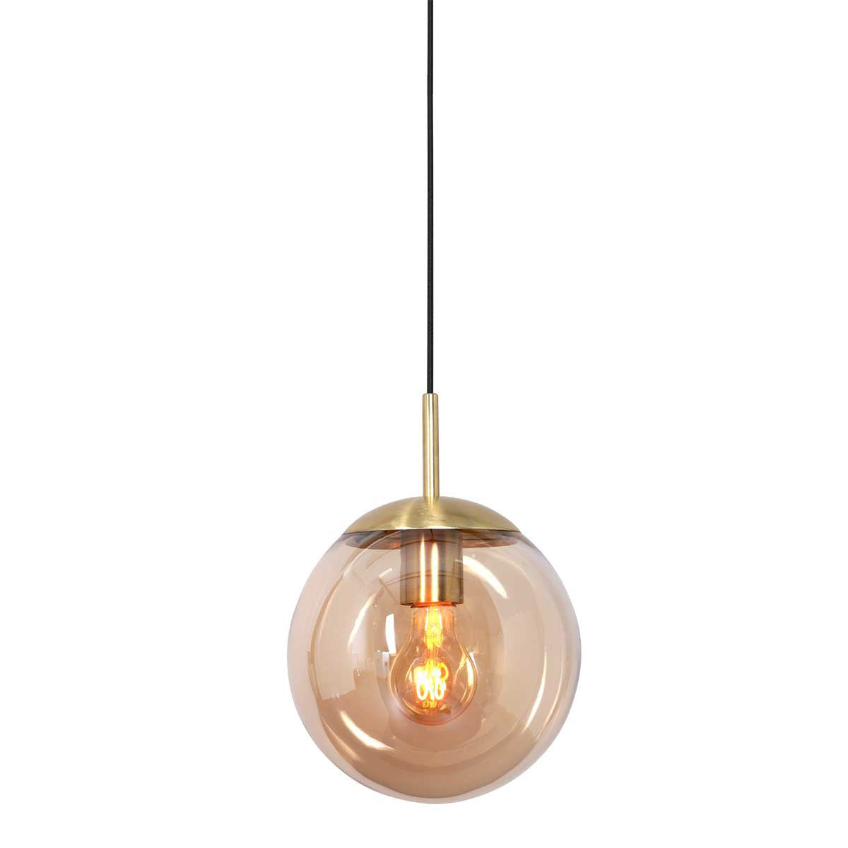 Suspension ambre en verre soufflé et laiton, globe Ø 30 cm | Bollique 3498ME