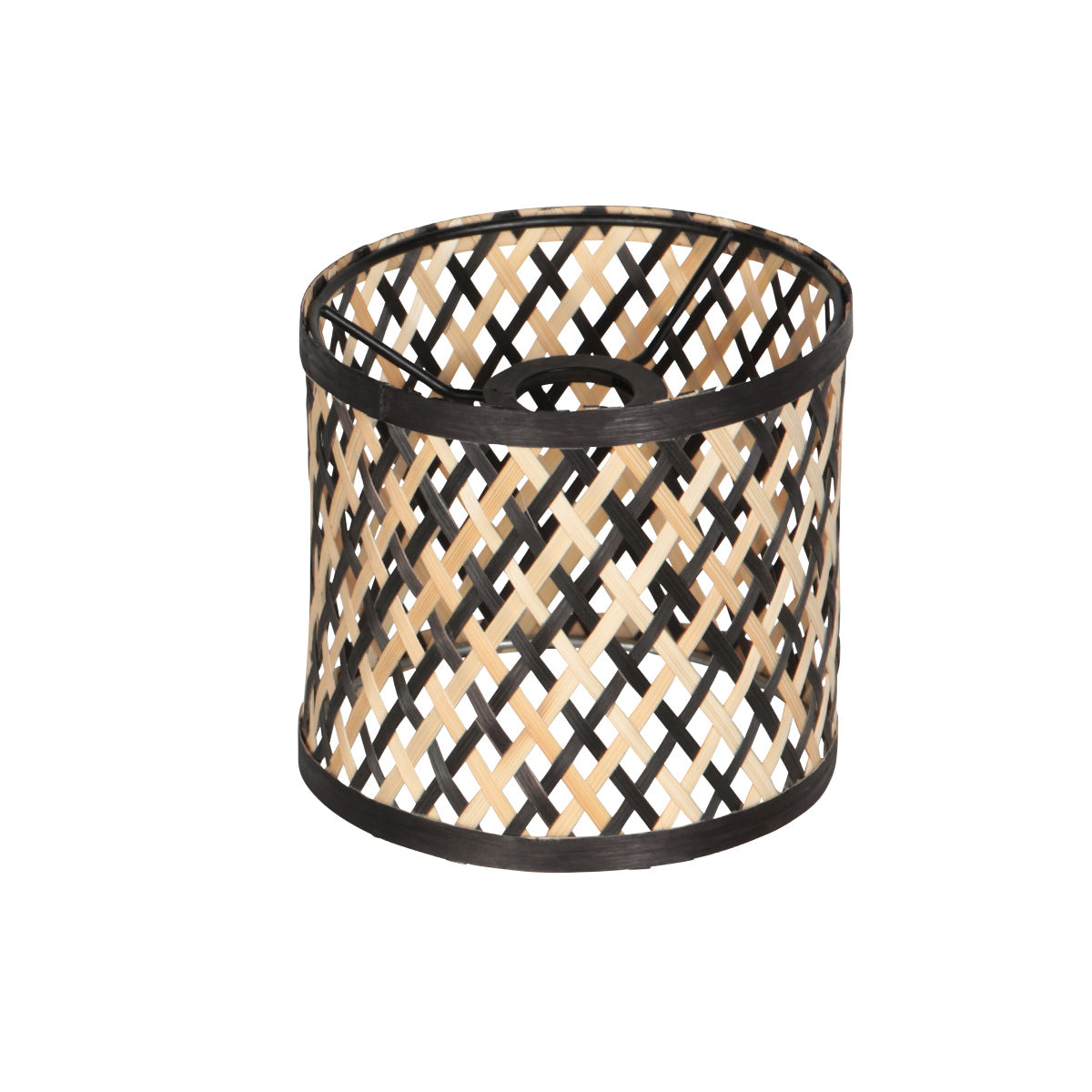 Abat-jour cylindrique en bambou tressé noir et naturel Ø 12 cm du plafonnier 4 spots Timor