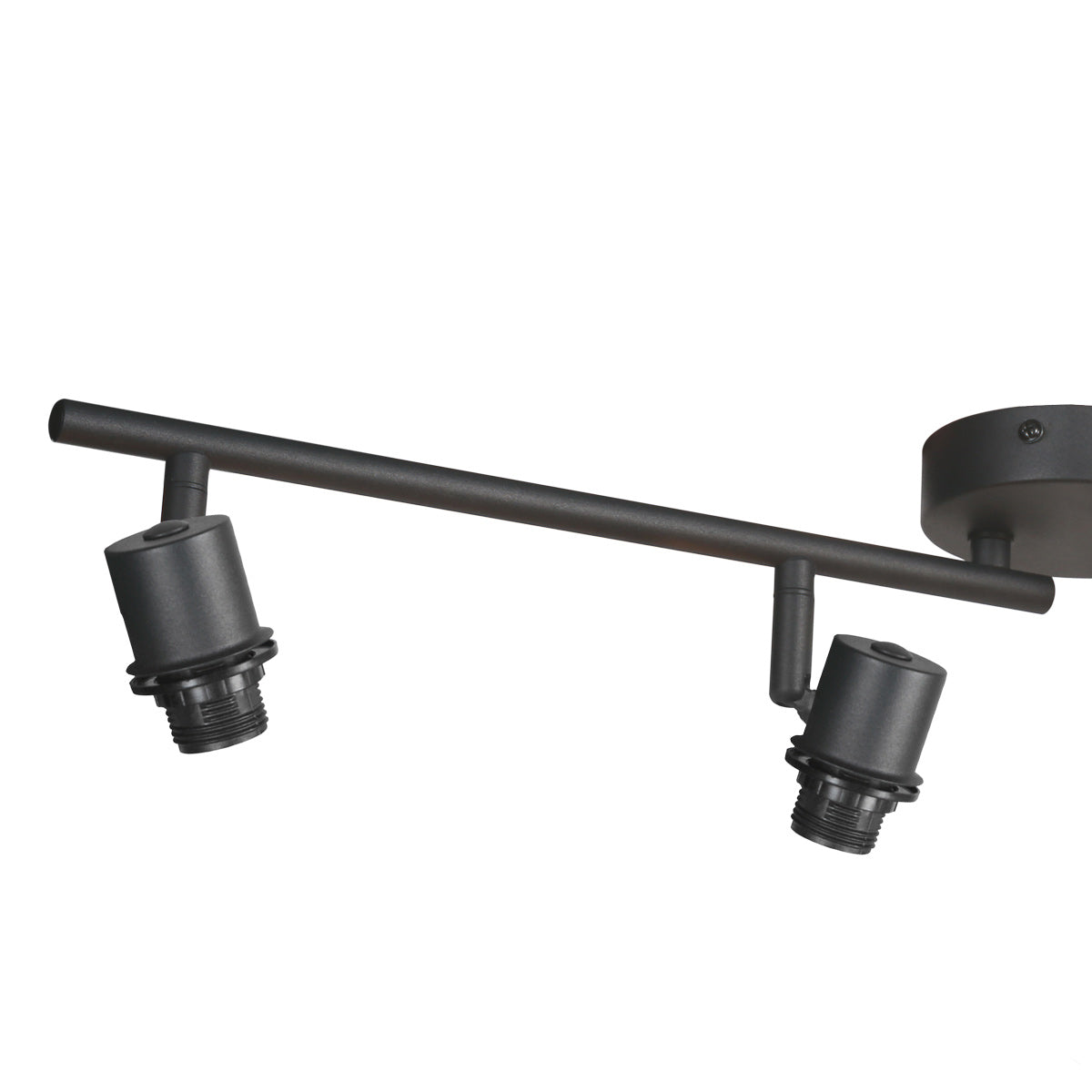 Plafonnier 4 spots bambou Timor de profil, barre noire et 4 spots orientables