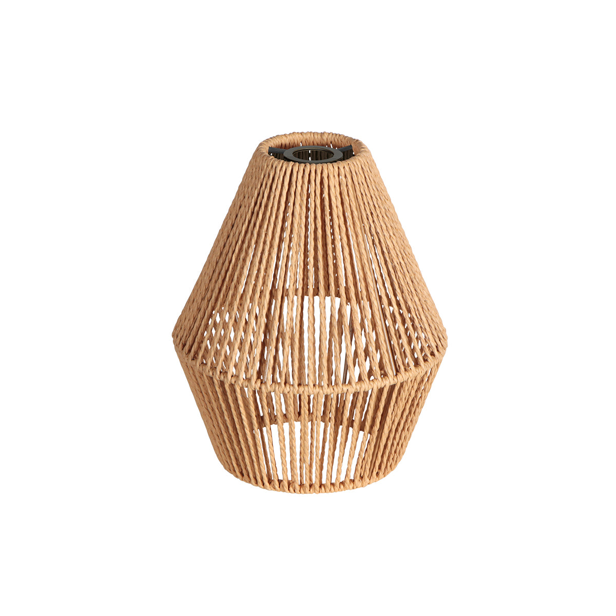 Abat-jour diabolo en corde tressée beige, détail du fin tressage