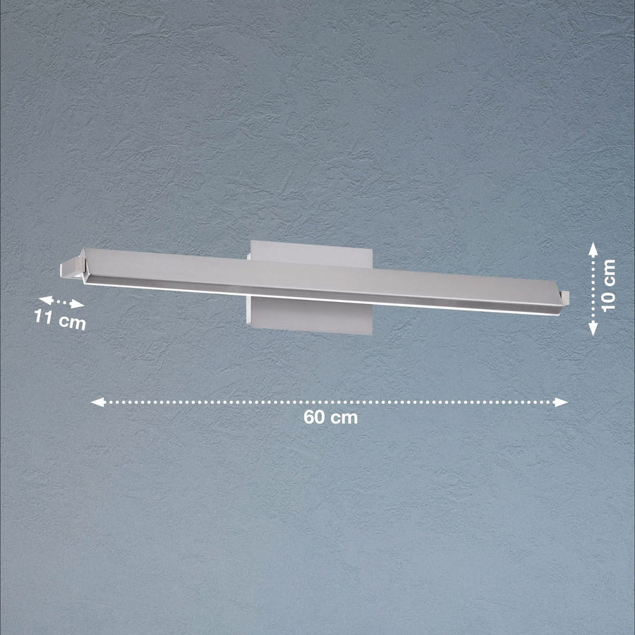 Applique murale LED Pare TW en métal, nickel mat, hauteur 10 cm, 21 W
