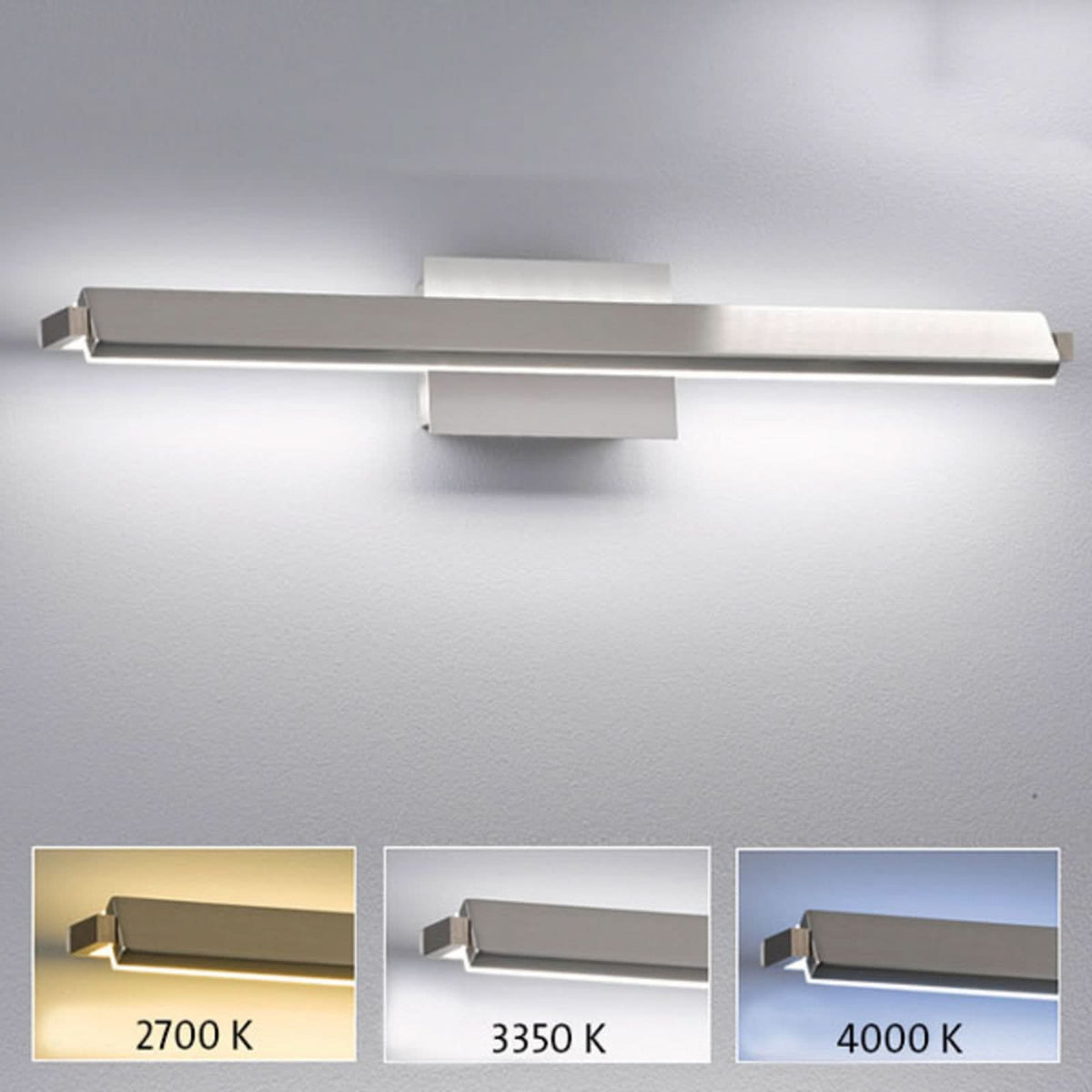 Applique murale LED Pare TW en métal, nickel mat, hauteur 10 cm, 21 W