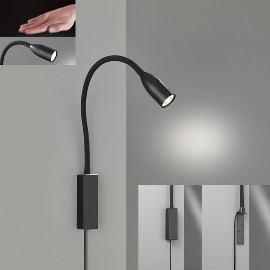 Applique murale LED Sten en métal, noir mat