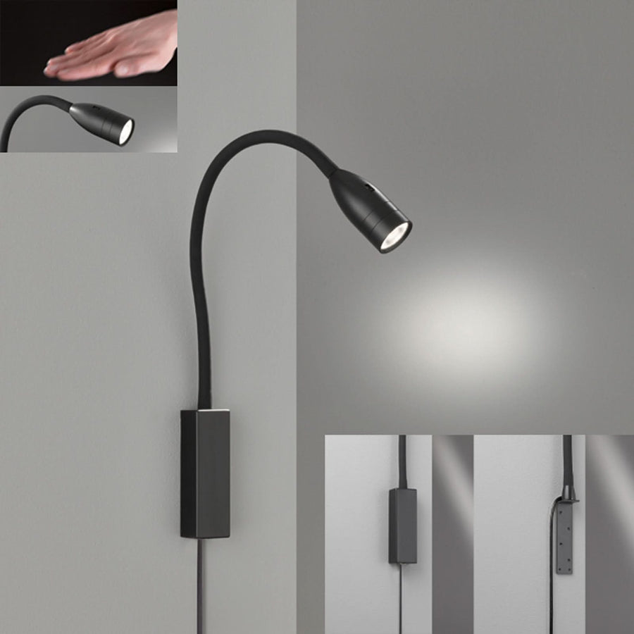 Applique murale LED Sten en métal, noir mat