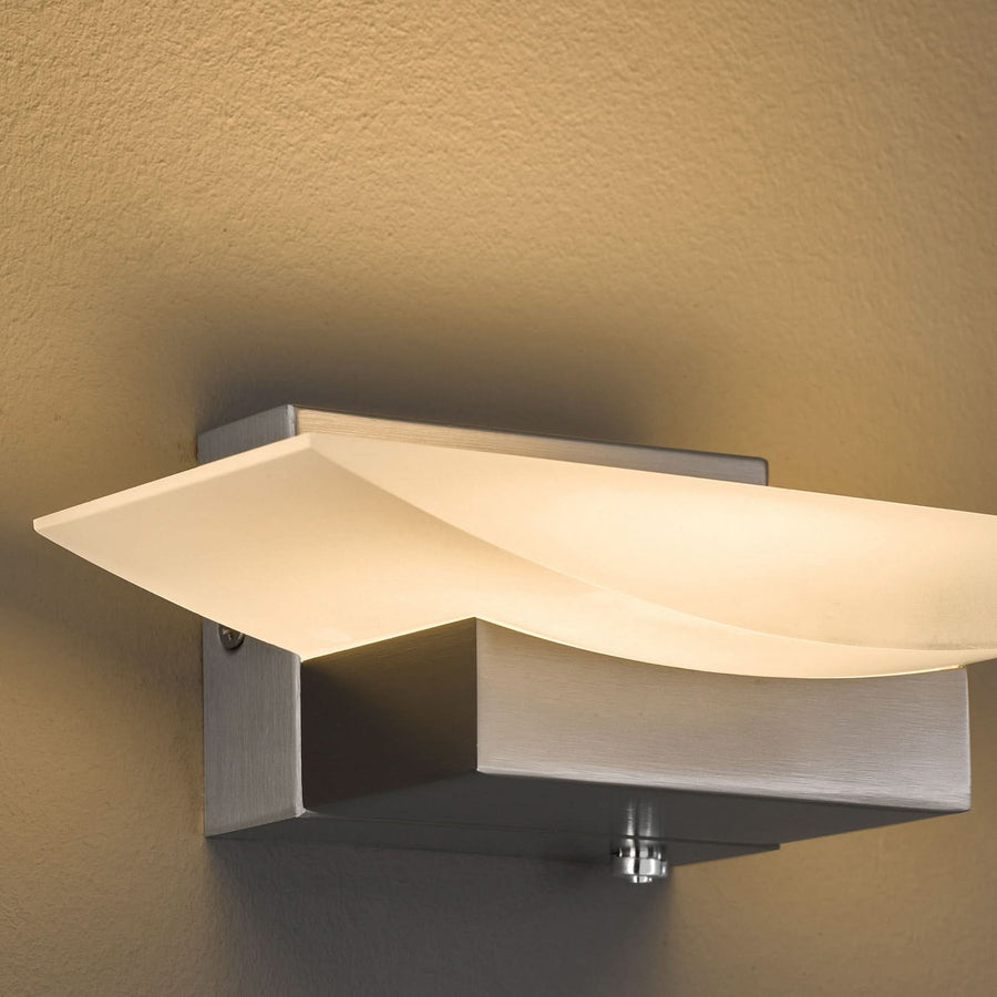 Applique murale LED Bowl TW en métal, nickel mat et blanc, hauteur 7 cm