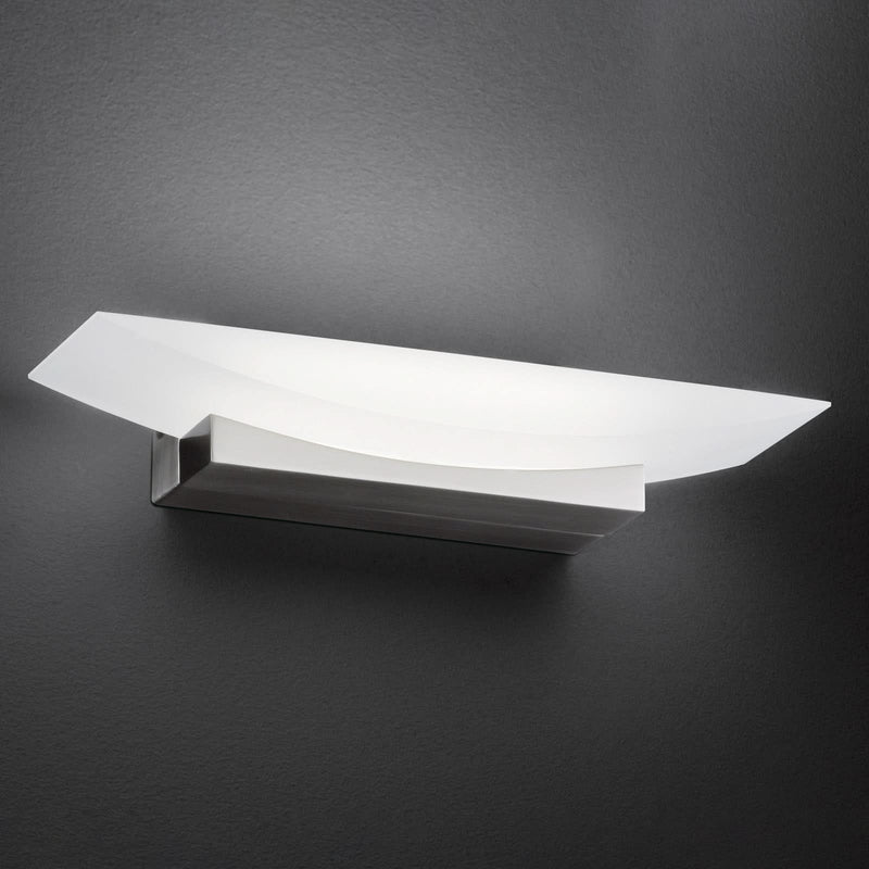 Applique murale LED Bowl TW en métal, nickel et transparent satiné, hauteur 6 cm