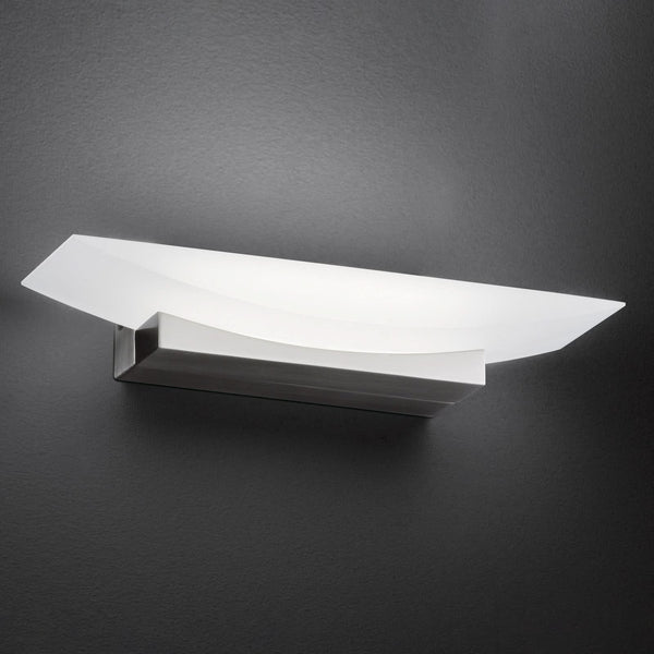 Applique murale LED Bowl TW en métal, nickel et transparent satiné, hauteur 6 cm