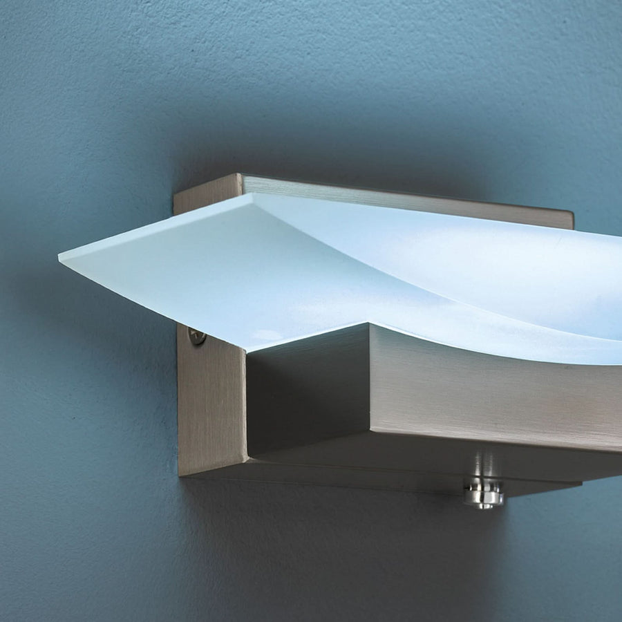 Applique murale LED Bowl TW en métal, nickel et transparent satiné, hauteur 6 cm