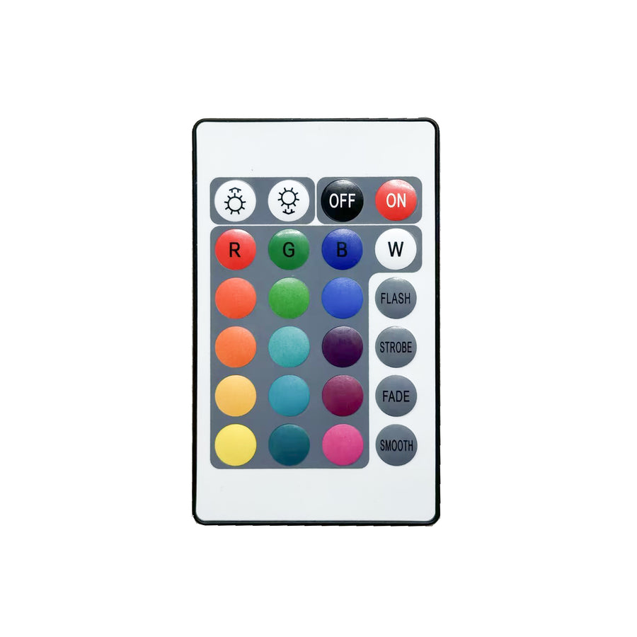 Télécommande plate avec boutons colorés RVB, variateur et modes flash strobe fade