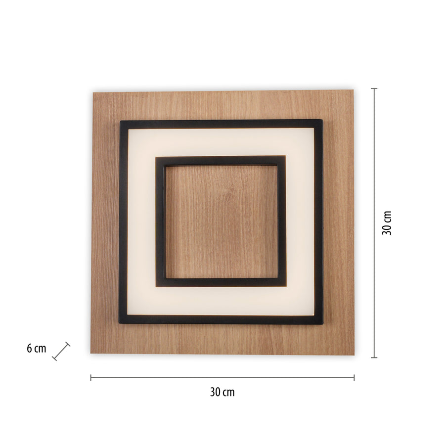 Plafonnier Tola noir et bois, L 30 cm