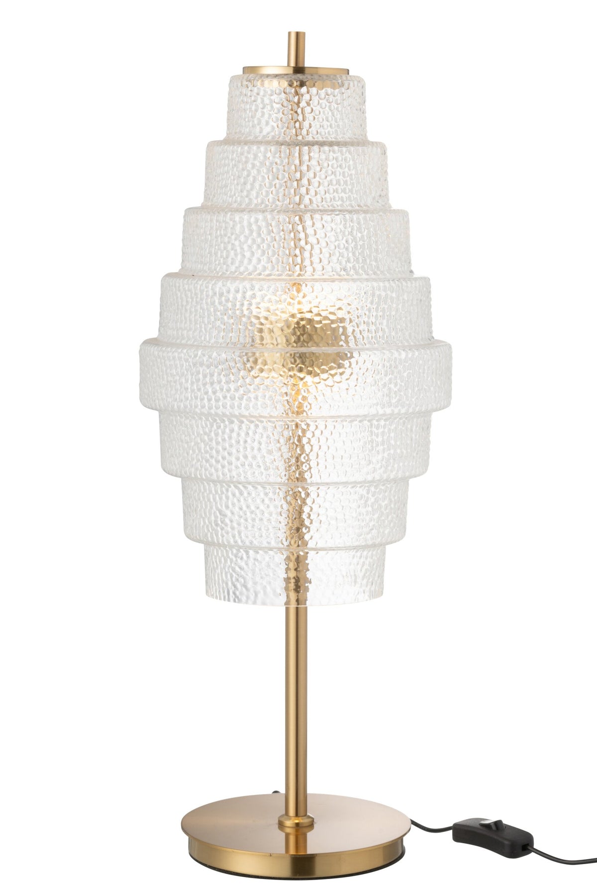 Lampe à poser LED en verre à étages et métal doré, H 57 cm