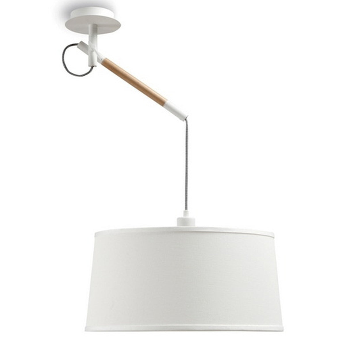 Suspension Nordica blanche et bois, tissu