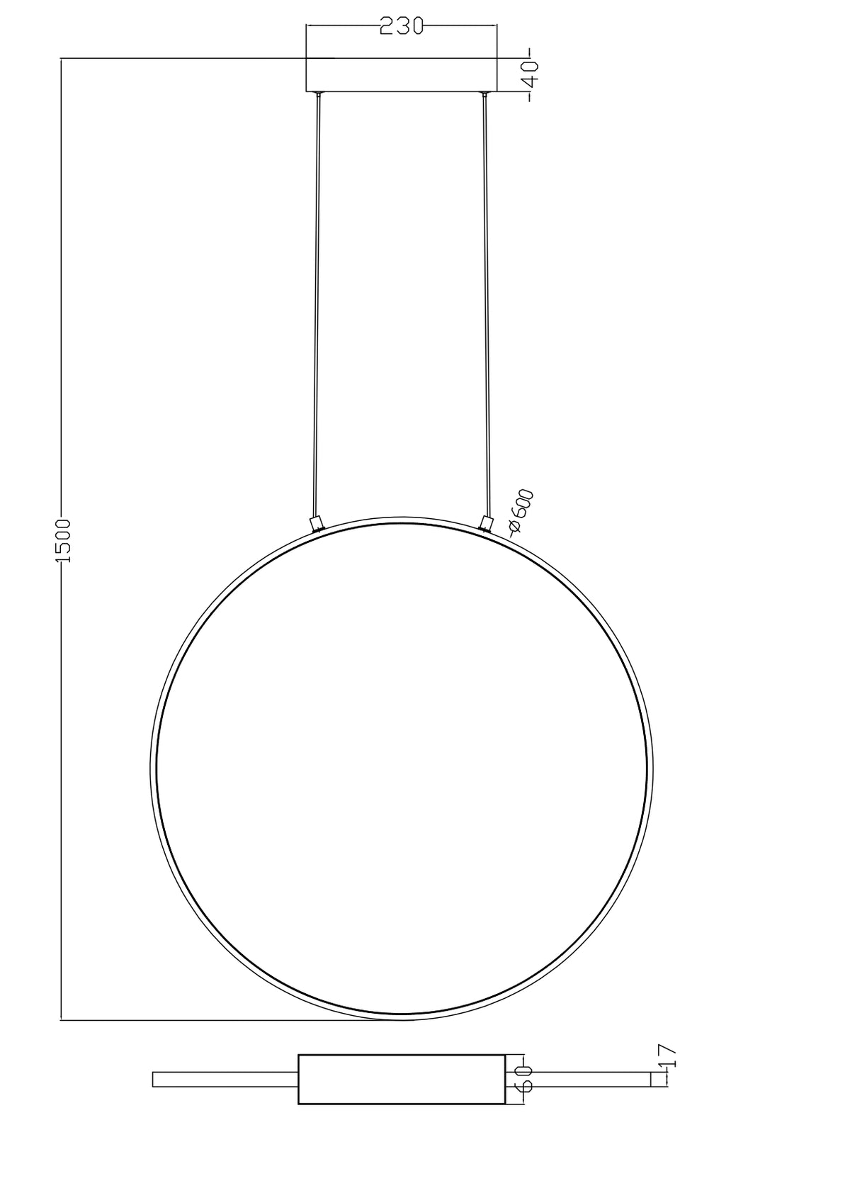 Suspension Rascal noire, H 60 cm