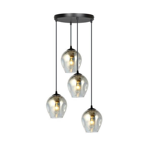 Istar 4-light pendant, black, graphite glass