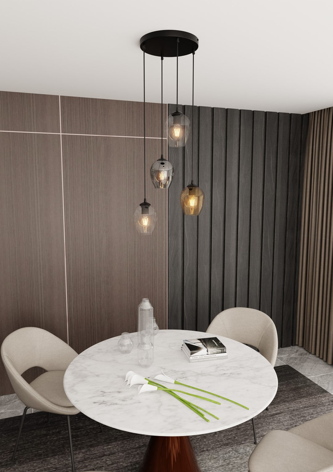 Istar 4-light black pendant light