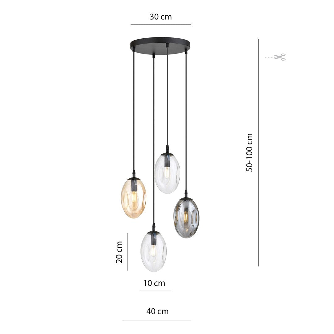 Astral 4-light black pendant light