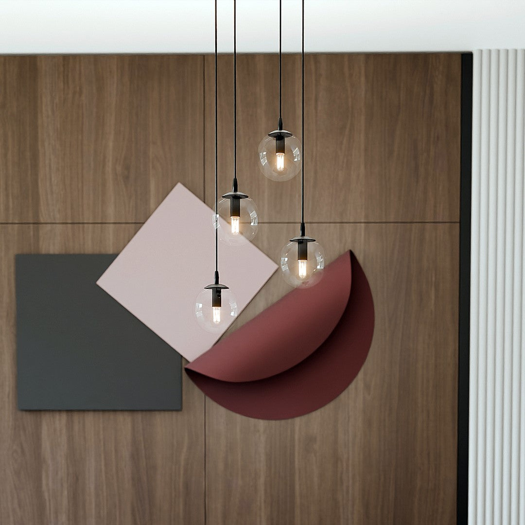 Cosmo 4-light pendant, black, transparent glass
