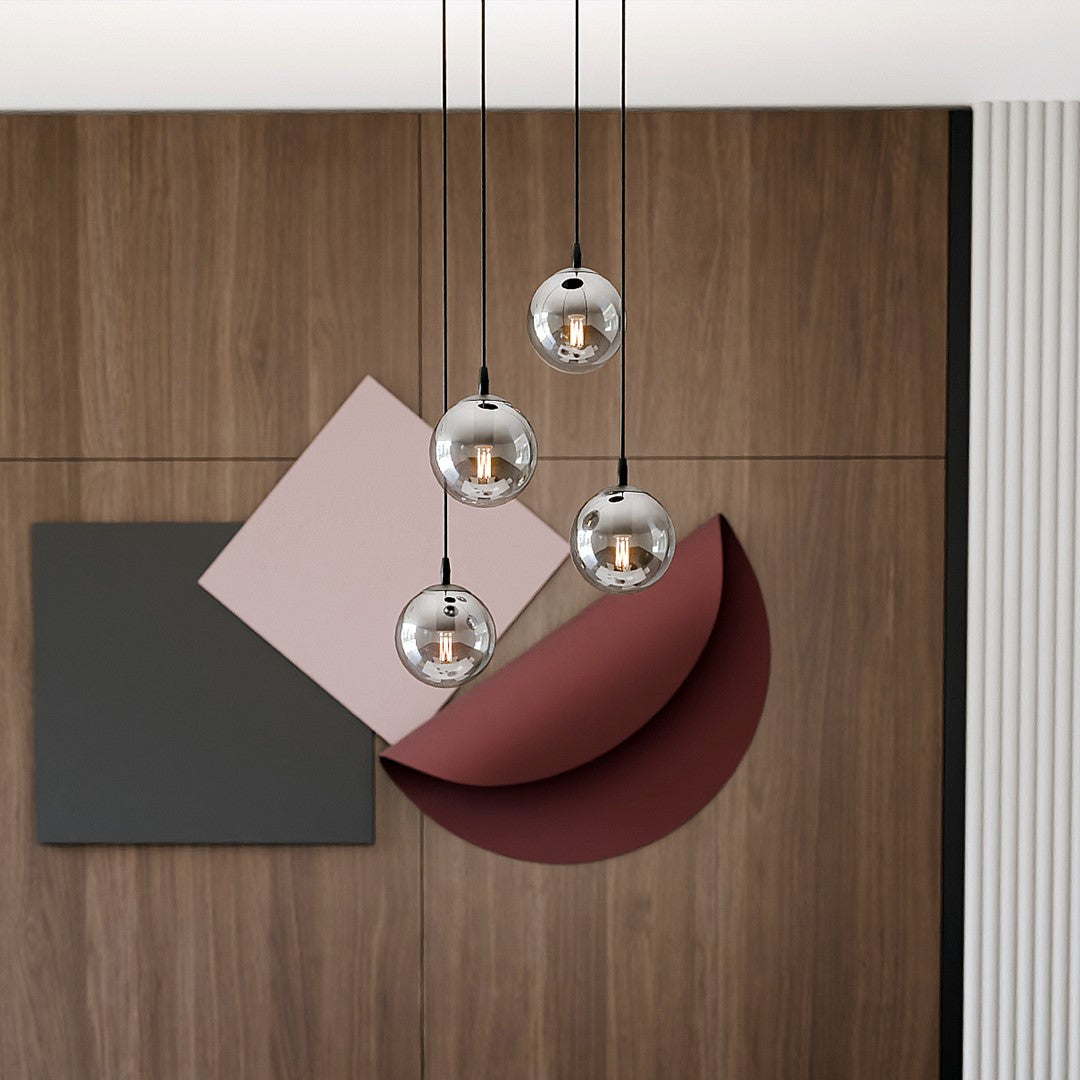Cosmo 4-light pendant, black, graphite glass