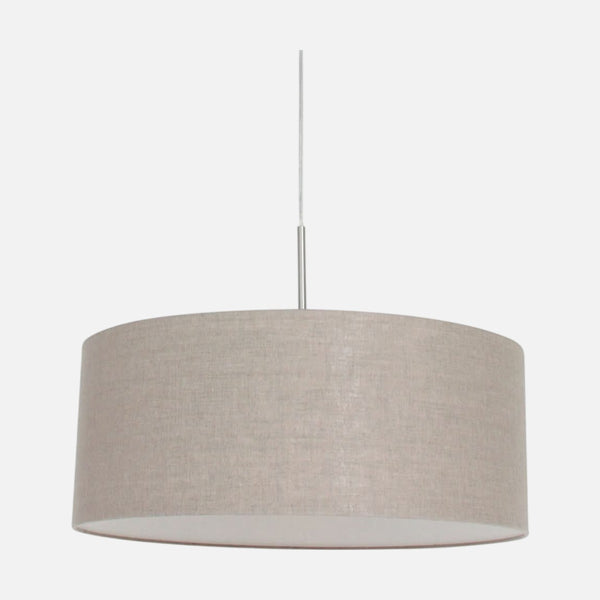 Grey linen pendant light, adjustable steel drum lampshade Ø 50 cm | Sparkled