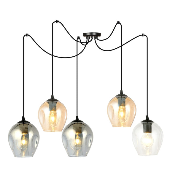 5-light black pendant lamp