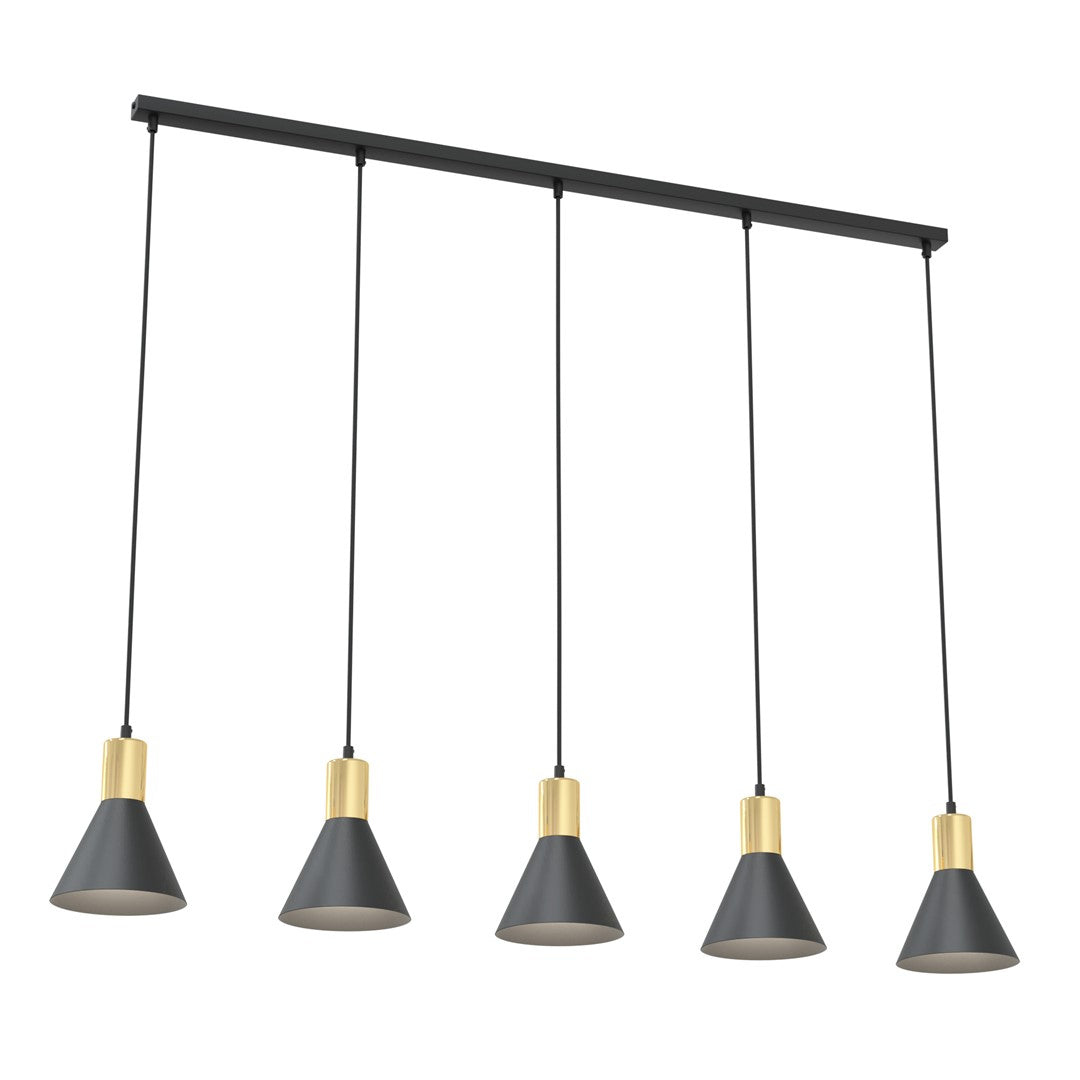 Rosa black pendant lamp, 5 lights
