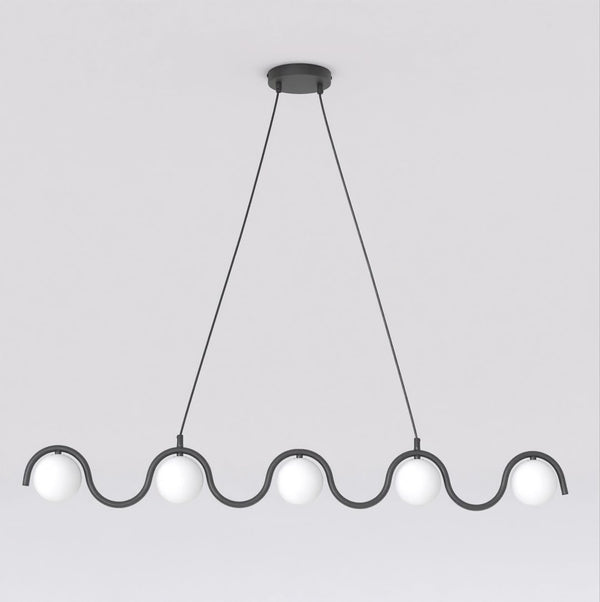 Black Sinus pendant light, opal glass