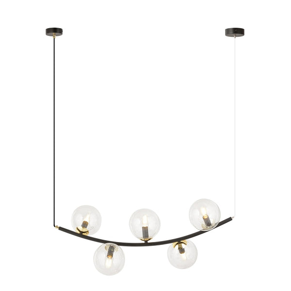 Ritz 5-light pendant, white and transparent
