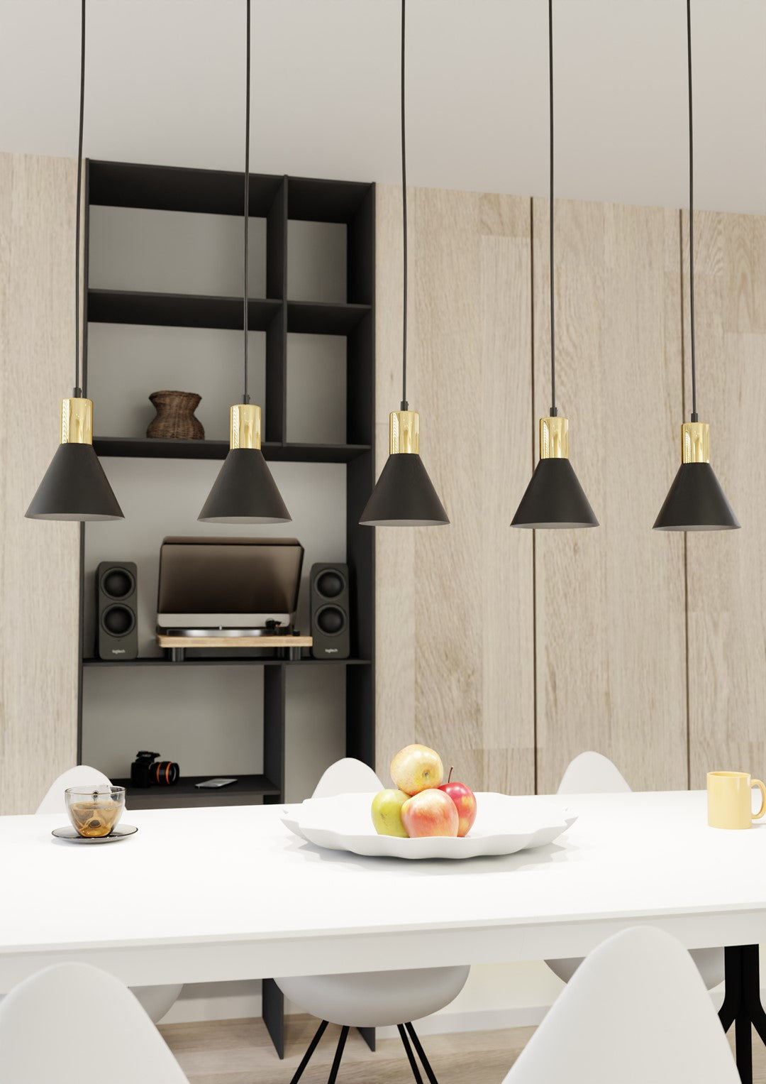 Rosa black pendant lamp, 5 lights