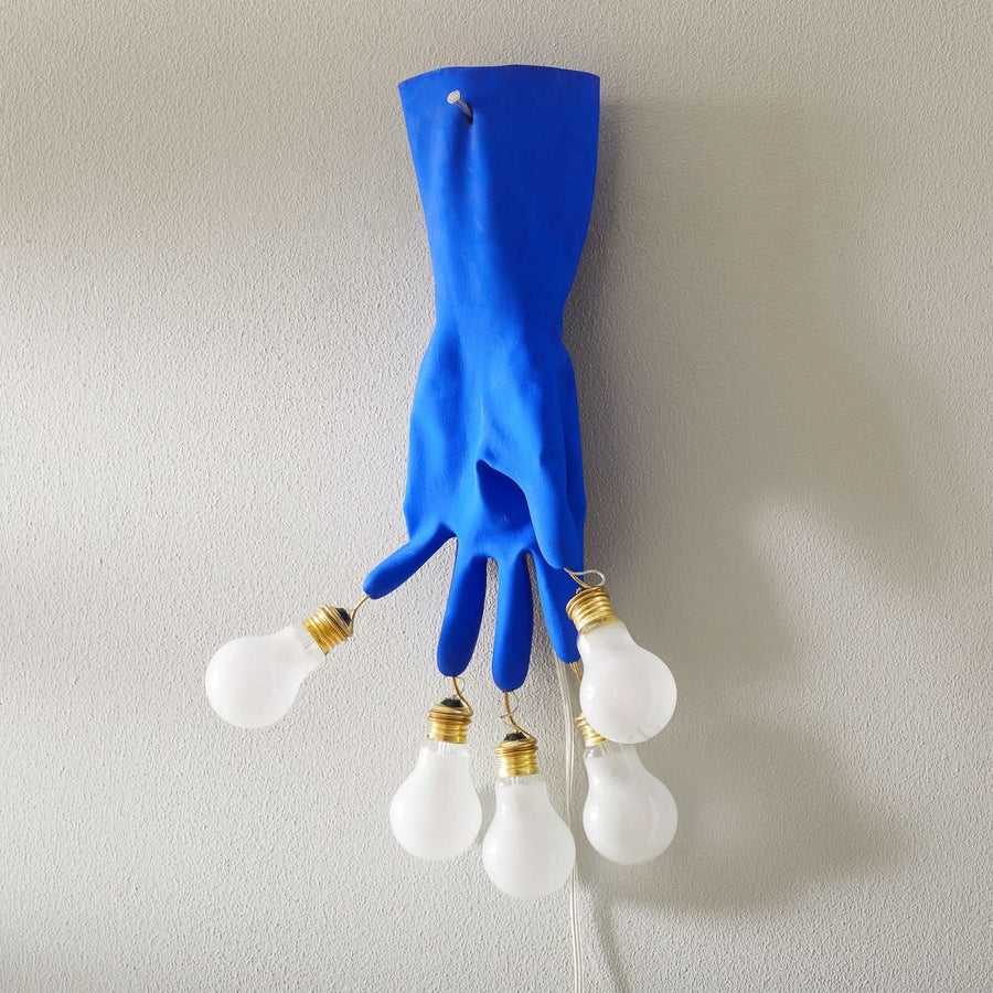 Applique murale Luzy en laiton, bleu, 5 lumières, hauteur 50 cm