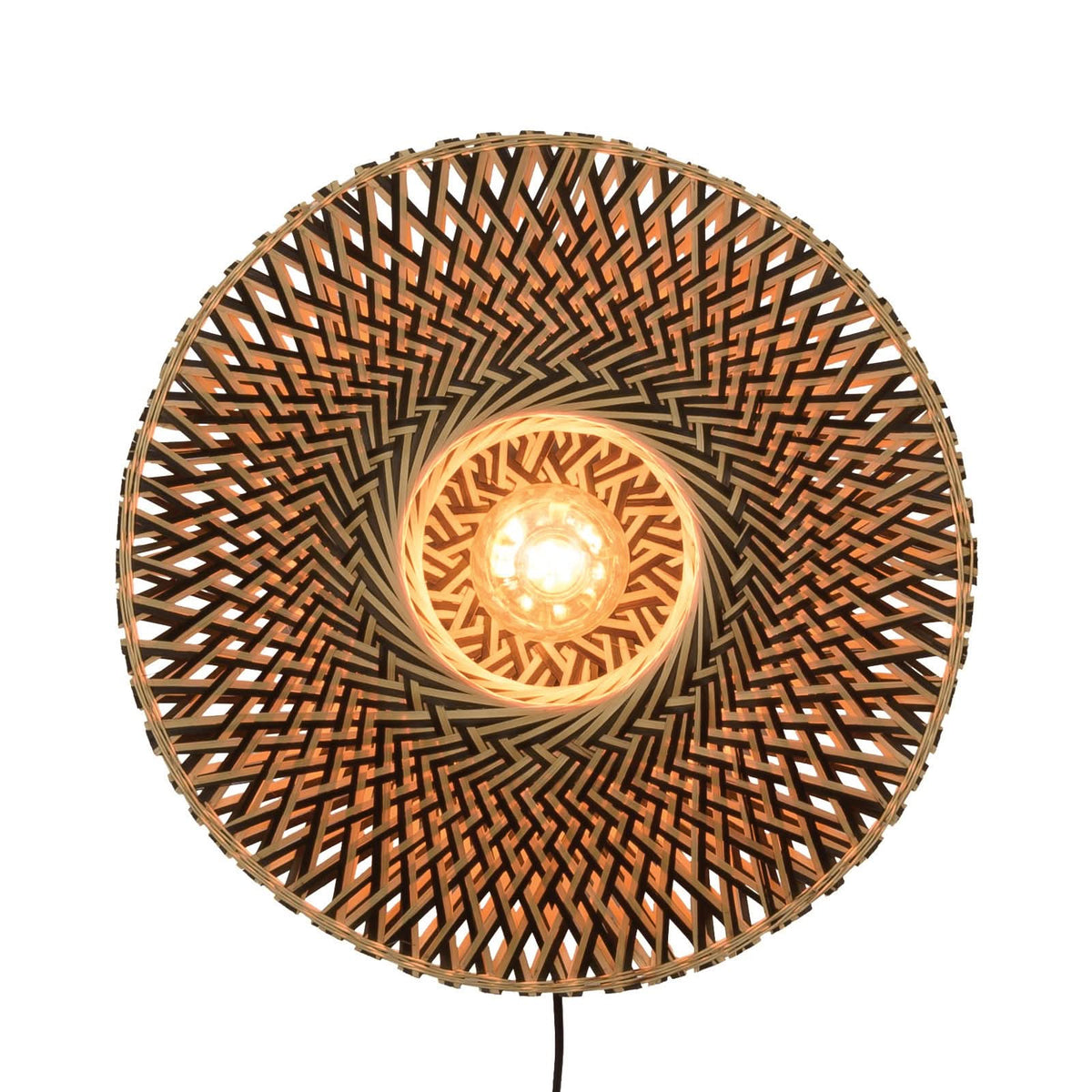 Applique murale Bali en bambou, crème et noir, Ø 44 cm