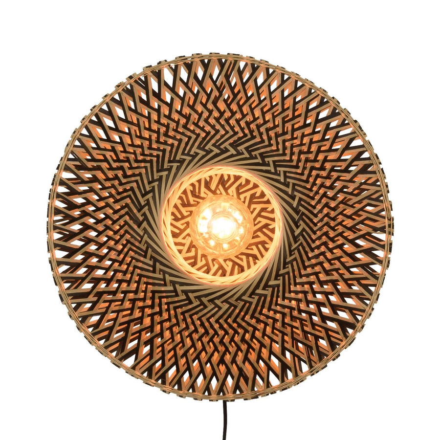 Applique murale Bali en bambou, crème et noir, Ø 44 cm