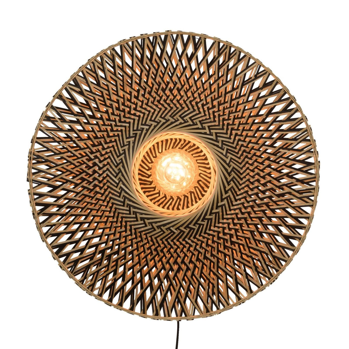 Applique murale Bali en bambou, crème et noir, Ø 60 cm