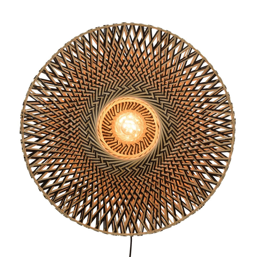 Applique murale Bali en bambou, crème et noir, Ø 60 cm