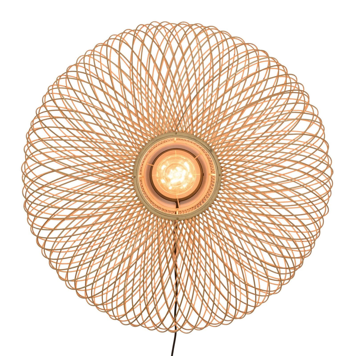 Applique murale Cango en bambou, crème, Ø 60 cm