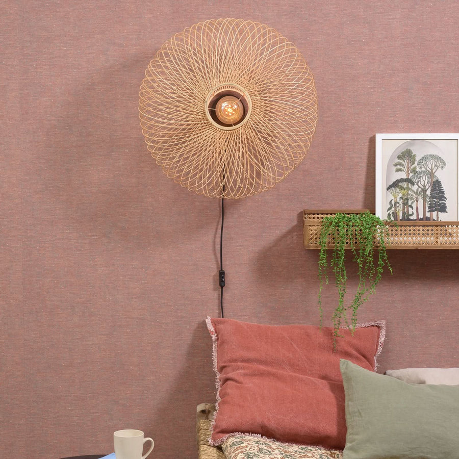 Applique murale Cango en bambou, crème, Ø 60 cm