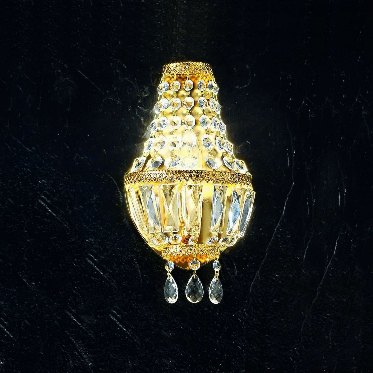 Applique murale Cupola en verre, or et transparent, hauteur 28 cm