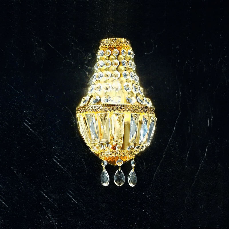 Applique murale Cupola en verre, or et transparent, hauteur 28 cm