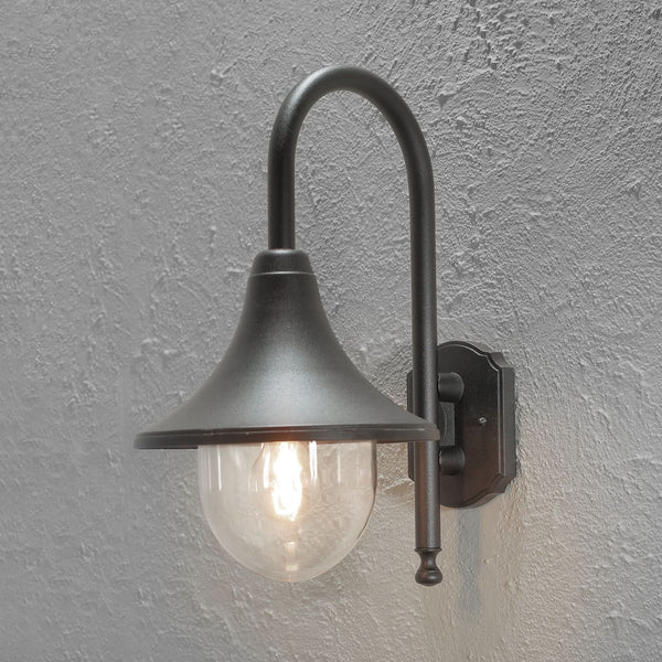 Applique d'extérieur Bari en aluminium, noir mat et transparent, hauteur 44 cm, IP44
