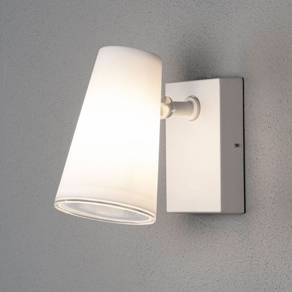 Applique d'extérieur Fano en aluminium, blanc, hauteur 21,5 cm, IP54