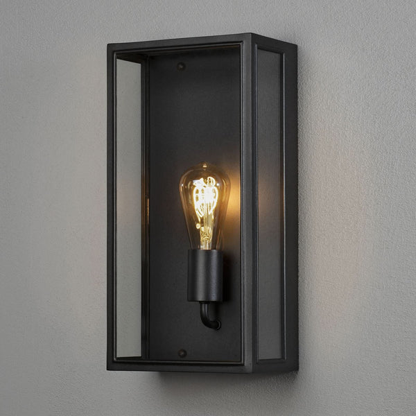 Applique d'extérieur Carpi en verre, noir et transparent, hauteur 40 cm, IP44