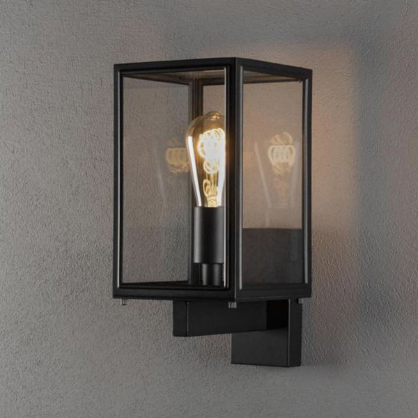 Applique d'extérieur Carpi en verre, noir et transparent, hauteur 33 cm, IP44