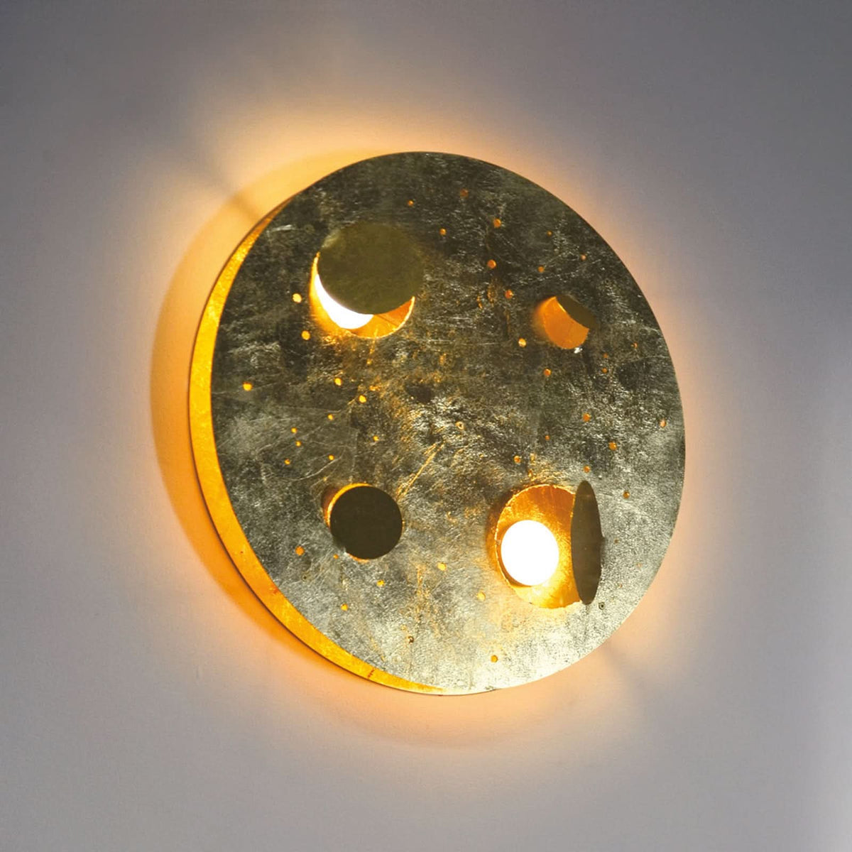 Applique murale LED Buchi en acier, or, Ø 40 cm