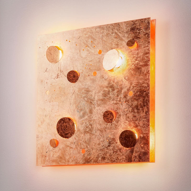 Applique murale LED Buchi 60x60 en acier, cuivré, hauteur 60 cm