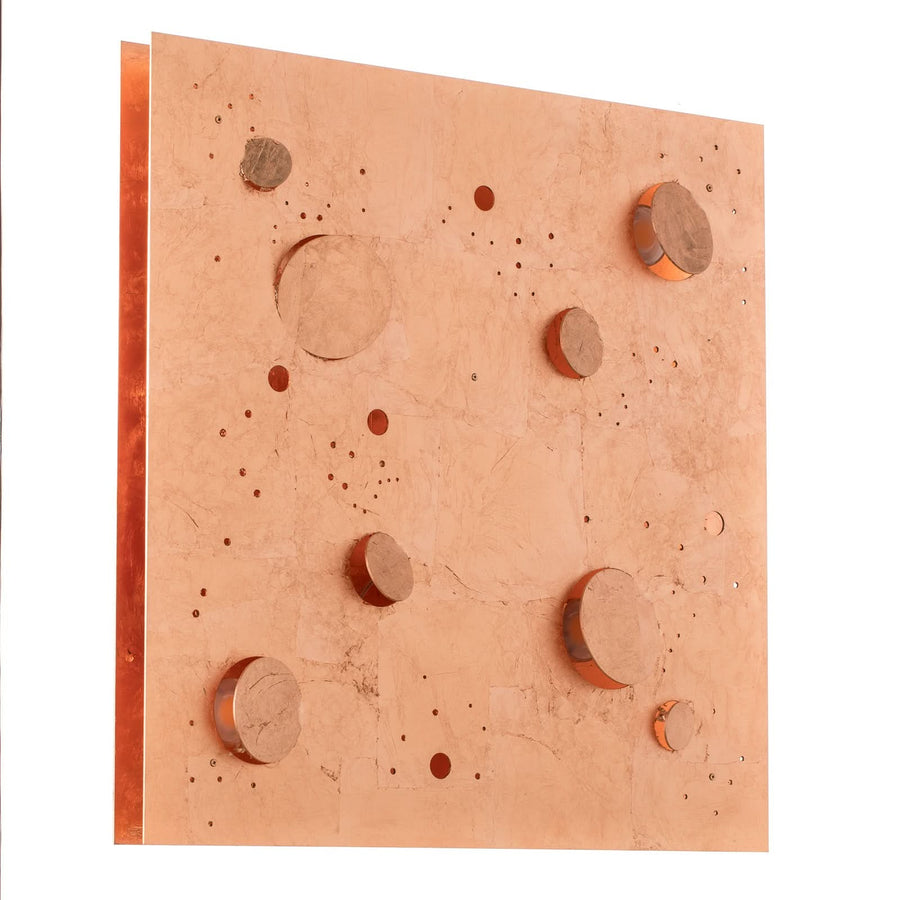 Applique murale LED Buchi 60x60 en acier, cuivré, hauteur 60 cm