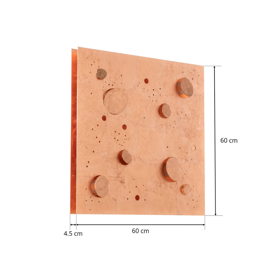 Applique murale LED Buchi 60x60 en acier, cuivré, hauteur 60 cm