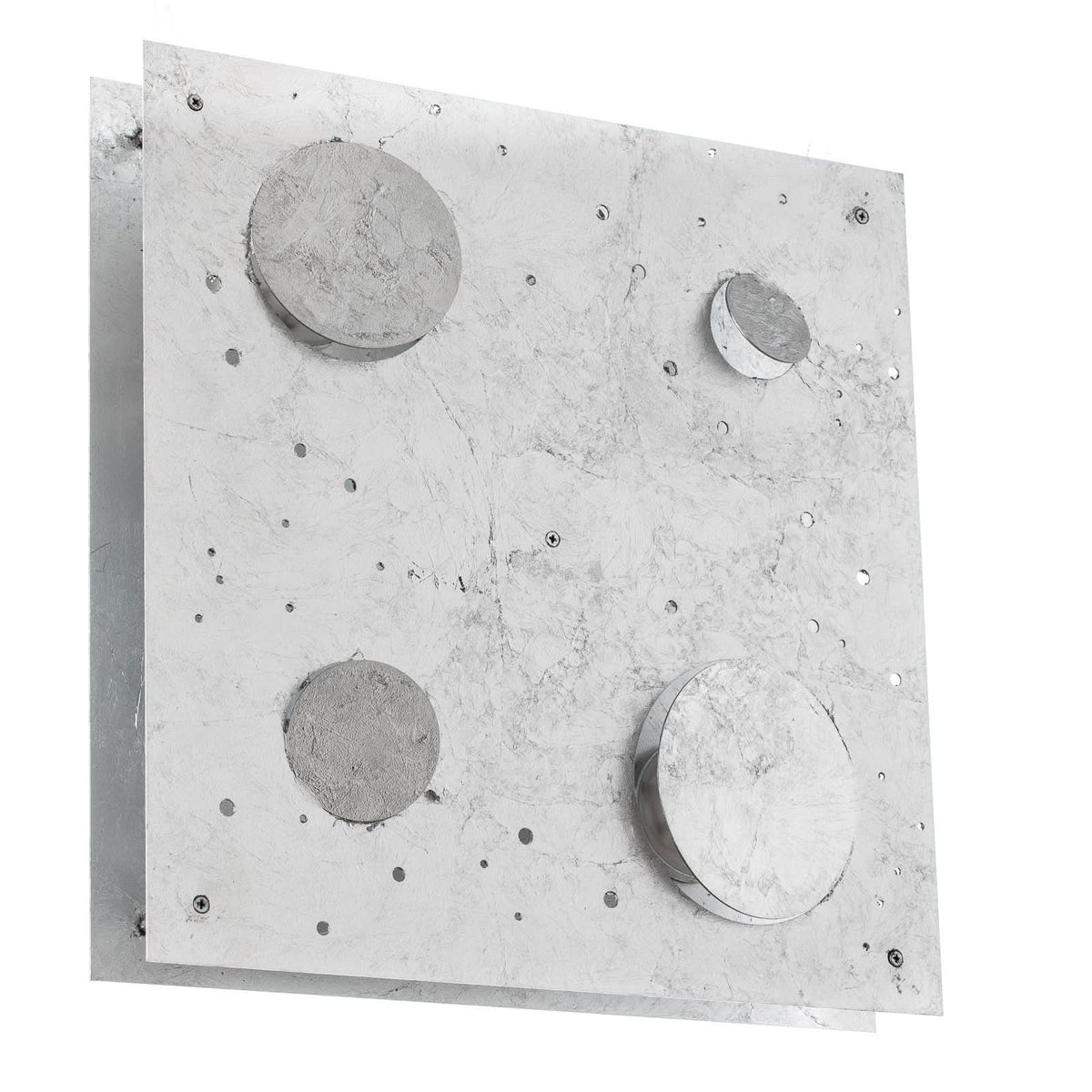 Applique murale LED Buchi 32x32 en acier, argenté, hauteur 32 cm