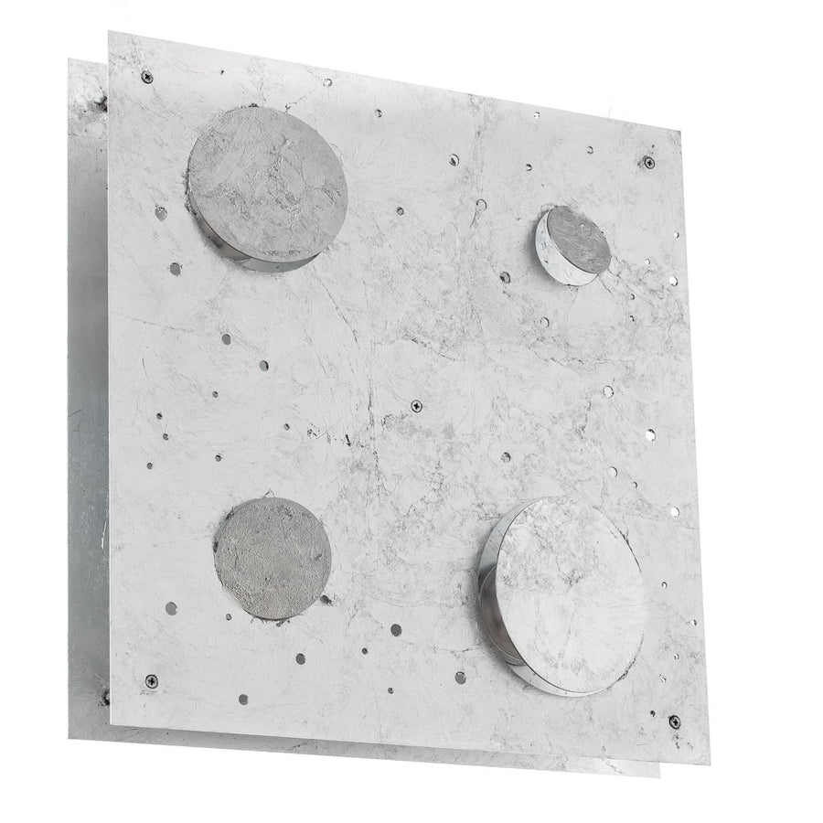 Applique murale LED Buchi 32x32 en acier, argenté, hauteur 32 cm